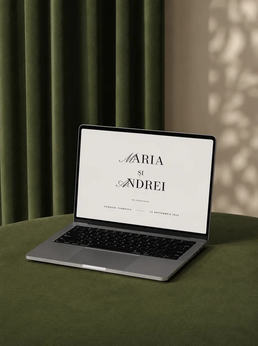 Previzualizare invitație pe laptop